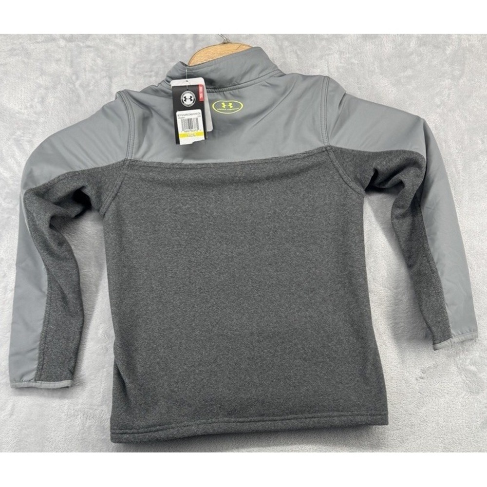 Under Armour 1/4 Zip Pullover Fleece Jacket Cold Gear Gray Youth Boys Size M NWT - Picture 2 of 7